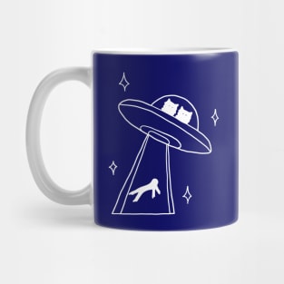 cat alien abduction line art Mug